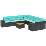 vidaXL 11-delni vrtni komplet sedežnih garnitur z blazinami črne barve poli ratan, (5000293267) | Shoptok.si