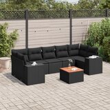 Maison Chic Seti vrtnega pohištva - Vrtna garnitura - Vrtni pohištvo set 8-delna z blazinami črn poli ratan, (21800292) | Shoptok.si