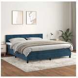 vidaXL Box spring postelja z vzmetnico temno modra 160x200 c Cene