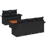 vidaXL 6 Dijelni Vrtni Sofe Set s Jastučićima Crni Poli Ratan Akacija | shoptok.hr