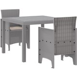 vidaXL 3-delni jedilni set za vrt z blazinami svetlo siva poli ratan, (22089893) | Shoptok.si