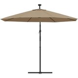  Previsni senčnik LED luči in kovinski drog 300 cm taupe, (20610827) | Shoptok.si