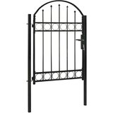  Vrata za ogradu s lučnim vrhom čelična 100 x 125 cm crna | shoptok.hr