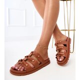 Gemre Brown Roman sandals with studs Elenois | Shoptok.si