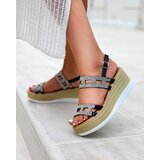 Resti Black women's sandals with zircons on a wedge Masewi - Footwear | ePonuda.com
