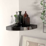 vidaXL Plutajuća kutna polica visoki sjaj crna 25 x 25 x 3,8 cm MDF | shoptok.hr