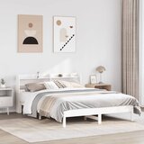 vidaXL Posteljni okvir brez vzmetnice bel 135x190 cm trdna borovina Cene