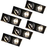 QAZQA Set 6 vgradnih reflektorjev črn GU10 AR70 trimless 2-light - Oneon Cene