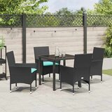  Set stola i stolica s jastukom 5 pcs Crna PE ratan | shoptok.hr