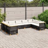 Maison Chic Seti vrtnega pohištva - Vrtna garnitura - Vrtni pohištvo set 9-delna z blazinami črn poli ratan, (21798484) | Shoptok.si