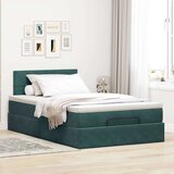 vidaXL Otomanski posteljni okvir z vzmetnico zelen 120x190 cm žamet, (21610332) | Shoptok.si