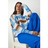 Happiness İstanbul Women's Blue Patterned Knitwear Sweater Cene