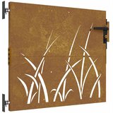  Vrtna vrata 85 x 100 cm od čelika COR-TEN s uzorkom trave | shoptok.hr