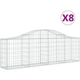  Obokana gabionska košara 8 kosov 200x30x60/80cm cinkano železo, (20758496) | Shoptok.si