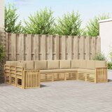  Set vanjskih sofa 10 pcs Bijela i bež 363 x 187,5 x 73 cm | shoptok.hr