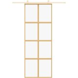 vidaXL Drsna vrata zlata 76x205 cm prozorno ESG steklo in aluminij | Shoptok.si