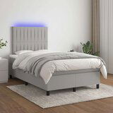  Box spring postelja z vzmetnico LED sv. siva 120x200 cm blago, (20929613) Cene