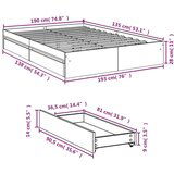 Okvir kreveta s ladicama siva boja betona 135x190 cm drveni | shoptok.hr