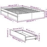  Posteljni okvir s predali betonsko siv 135x190cm inženirski les | Shoptok.si