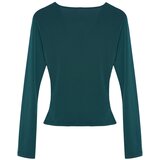 Trendyol Emerald Green Drape Detailed Fitted Long Sleeve Stretchy Knitted Blouse | Eponuda.ba