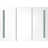  LED kupaonski ormarić s ogledalom 89x14x62 cm bijeli i hrast | shoptok.hr