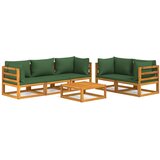 Maison Chic Seti vrtnega pohištva - Vrtna garnitura - Vrtni pohištvo set 6-delna z zelenimi blazinami trden les, (21808329) | Shoptok.si