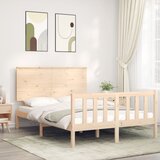 Maison Chic Posteljni okvir - Dvoposteljna postelja - Zakonska postelja z vzglavjem trden les-J16481, (21770261) | Shoptok.si