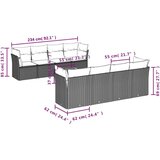  Vrtna garnitura - 9-dijelni set vrtnih sofa od poliratana s jastucima crni - Crna 4x corner+4x centre+1x garden+12x back+8x seat | shoptok.hr