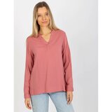 Fashion Hunters Dusty pink smooth blouse with SUBLEVEL neckline Cene