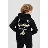 Defacto Boy's Oversize Fit Hooded Back Printed Sweatshirt Cene