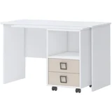radni sto rs - kolekcija kiki - bela/pesak - 125x76x60 cm