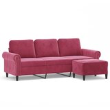  Trosjed s tabureom crvena boja vina 180 cm baršunasti | Eponuda.com
