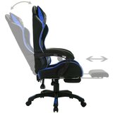 vidaXL Racing stol z RGB LED lučkami modro in črno umetno usnje | Shoptok.si