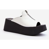 Zazoo 2916 Women's Slides on Chunky Platform with Zipper White Cijene