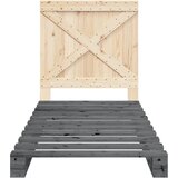  Okvir za krevet s uzglavljem sivi 90x200 cm masivna borovina | Eponuda.com