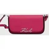 Karl Lagerfeld Usnjena torbica roza barva, 245W3043
