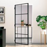 Sobna vrata crna 93 x 201,5 cm kaljeno staklo i aluminij tanka | shoptok.hr