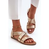 EVENTO Leather Sandals with Elastic Gold Apulia | shoptok.hr