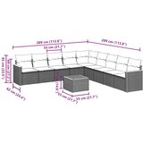  10-dijelni set vrtnih sofa s jastucima crni od poliratana | shoptok.hr