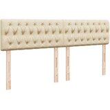 vidaXL Otomanski posteljni okvir z vzmetnico krem 160x200 cm blago | Shoptok.si