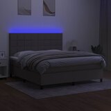  box spring s madracem LED smeđesivi 160x200 cm tkanina | shoptok.hr