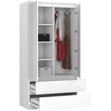 AKORD Garderobna Omara, 2 Vrata, 2 Predala In 2 Ogledali, Bela, (5000331680) | Shoptok.si
