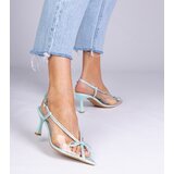  Green transparent high heel sandals with rhinestones Kloksi | Shoptok.si