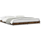 Furnova Posteljni okvir dimljeni hrast 200x200 cm inž. les in kovina, (21942402) | Shoptok.si