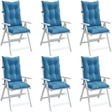  Jastuci za stolice 6 kom prošarano plavi 120x50x7 cm od tkanine