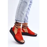 Zazoo Suede Wedge Sandals Nicole 2743 Orange