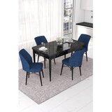 Hanah home trpezarijski set Nef, sto na razvlačenje i 4 stolice, ploča u dekoru crnog mermera, teget tkanina Jerry | Eponuda.com