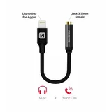 kabel audio, platneni LIGHTNING /3,5 ženski jack - 15cm crni