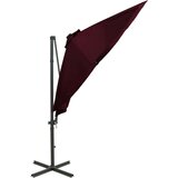  Konzolni suncobran sa šipkom i LED svjetlima 300 cm bordo | shoptok.hr