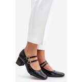 Laura Messi Leather Heels With Straps On The Block Black 2857 | shoptok.hr